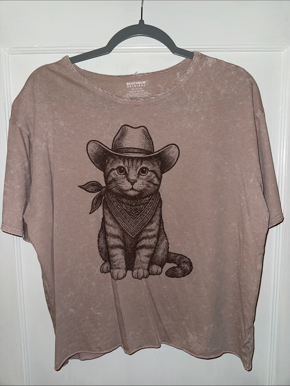 Pink-Tan Cat Cowboy Graphic Tee for Pets